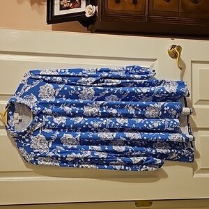 Kim Roger's xl blue, white tunic Euc